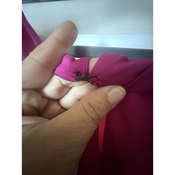 MAISON TARA FLARE PURPLE FUSIA RUFFLE DRESS SIZE 12 Crochet Fit And Flare - Picture 9 of 11